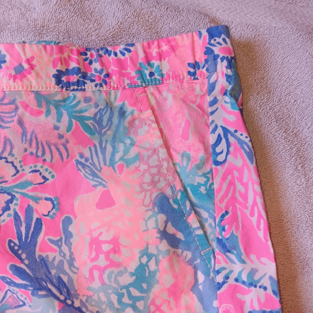 Lilly Pulitzer Ocean View Light Pascha Pink Aquadesiac Pull On Short. XS. - Picture 2 of 6